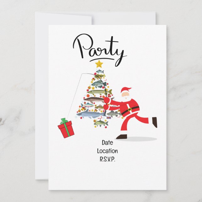 Invitación Navidades de los amantes de la pesca con Santa Cla (Anverso)
