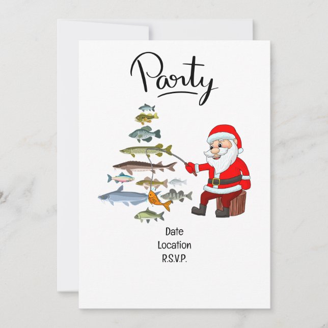 Invitación Navidades de los amantes de la pesca con Santa Cla (Anverso)