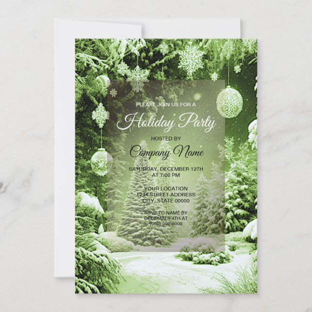 Invitación Navidades de los árboles verdes sacuden la invitac (Anverso)