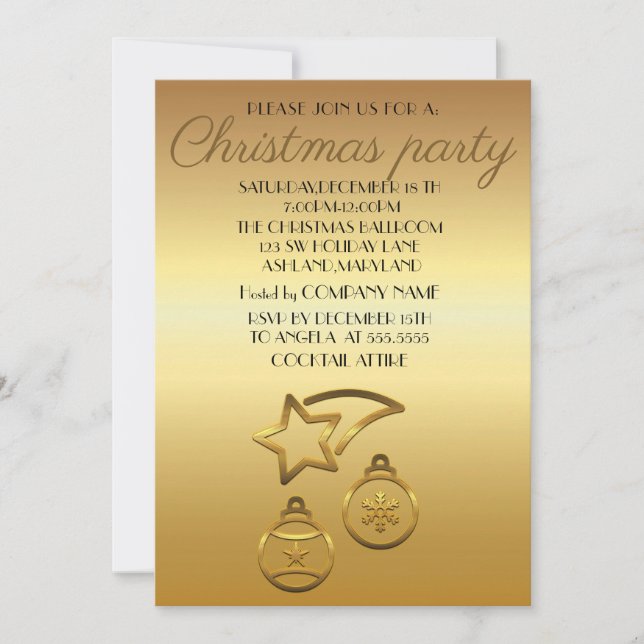 Invitación Navidades de Luces de Oro perfectos, elegantes (Anverso)