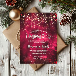 Invitación Navidades de luces de oro rojo de moda