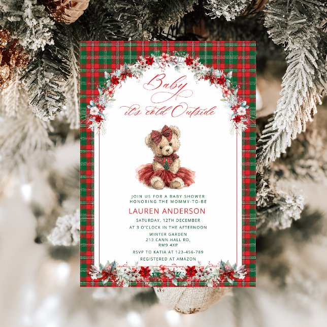 Invitación Navidades de lujo Teddy Bear Baby Shower (Subido por el creador)