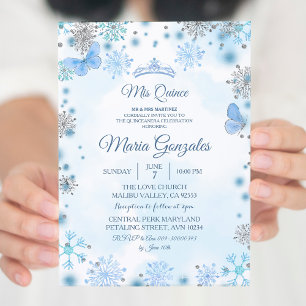Invitación Navidades de mariposas azules invitan a la tempora