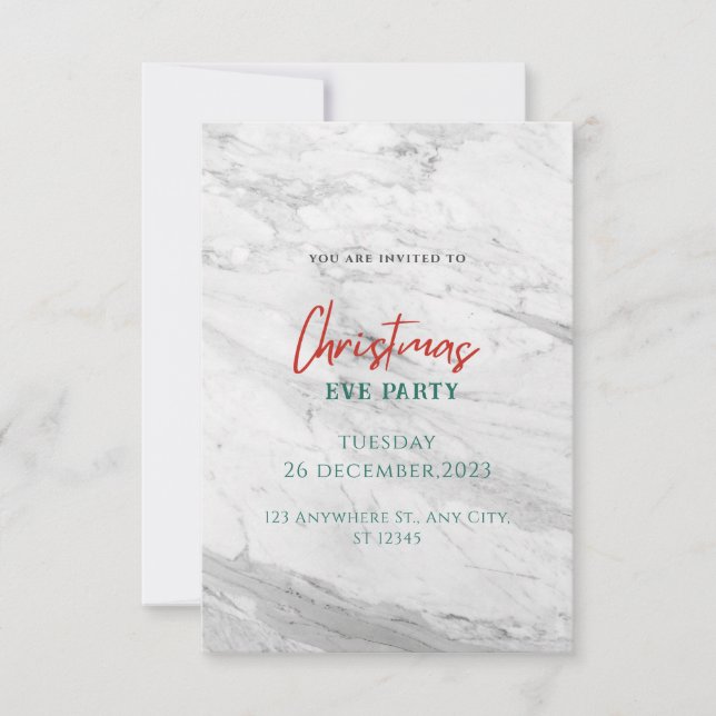 Invitación Navidades de Mármol Blanco (Anverso)