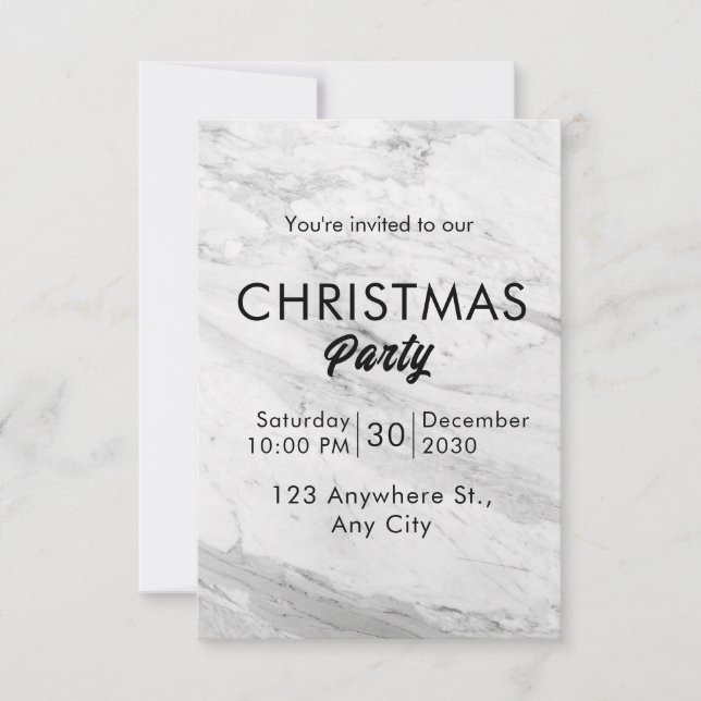Invitación Navidades de Mármol Blanco (Anverso)
