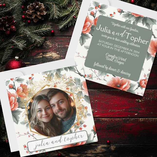 Invitación Navidades de moda Boda con foto romántica (Subido por el creador)