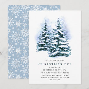Invitación Navidades de Moda de Pino acuarela de vacaciones