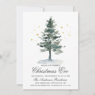 Invitación Navidades de Moda de Pino acuarela de vacaciones