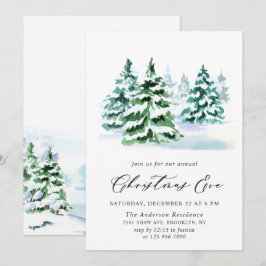 Invitación Navidades de Moda de Pino acuarela de vacaciones