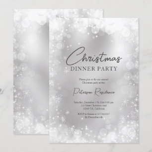 Invitación Navidades de moda elegantes de nieve blanca y plat