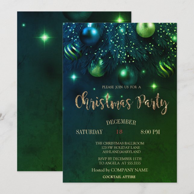 Invitación Navidades de moda golpean al Fiesta de la Compañía (Anverso / Reverso)