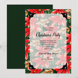 Invitación Navidades de moda Poinsettia y Faux Vellum