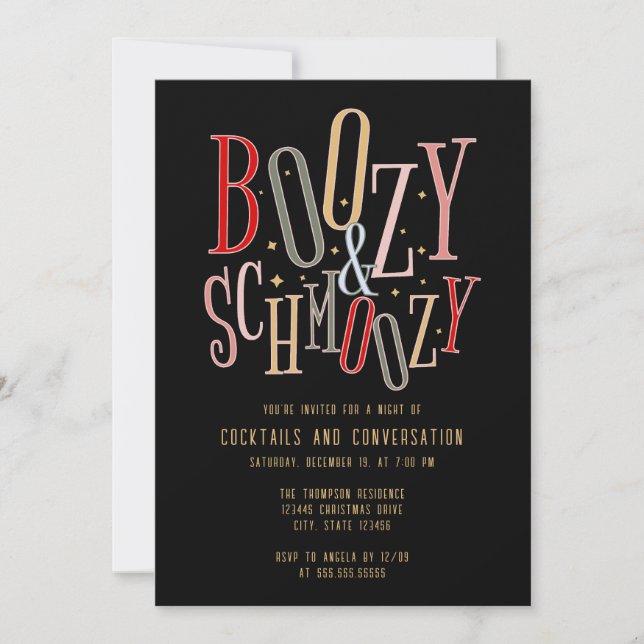 Invitación Navidades de navidad  Boozy Cocktail Fiesta (Anverso)