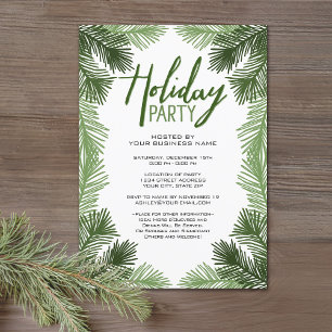 Invitación Navidades de negocios Fiesta Rustic Branch Holiday