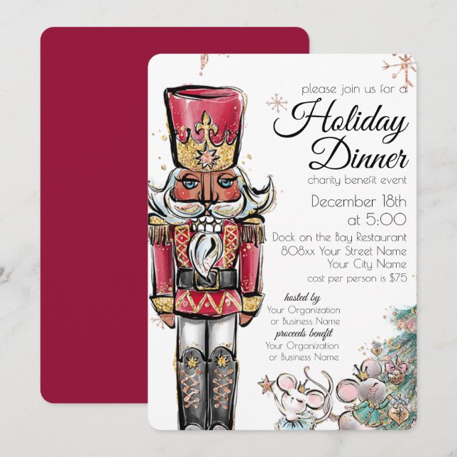 Invitación Navidades de nutcracker de eventos de caridad de l (Anverso / Reverso)