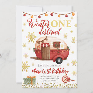 Invitación Navidades de Onederland acampando Niños Cumpleaños