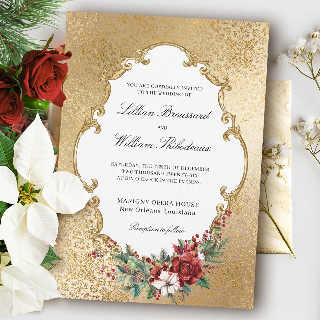 Invitación Navidades de Opulencia Dorada Boda Floral (Subido por el creador)