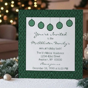 Invitación Navidades de ornamentos Damask clásicos simplement
