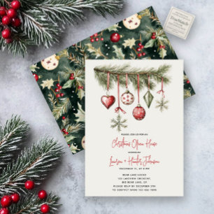 Invitación Navidades de ornamentos de arcos rojos Fiesta de l