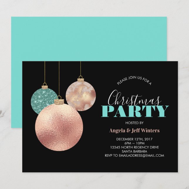 Invitación Navidades de ornamentos elegantes Fiesta 2 (Anverso / Reverso)