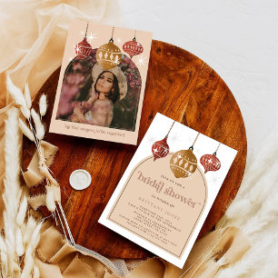 Invitación Navidades de ornamentos retro bauble ducha de novi