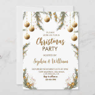 Invitación Navidades de oro Baubles Fiesta festivo