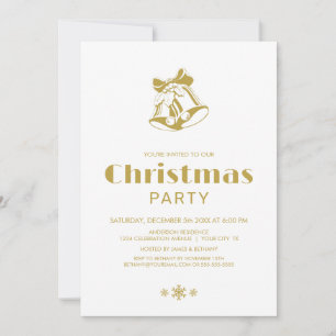 Invitación Navidades de oro blanco simples Fiesta de campanas