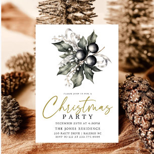 Invitación Navidades de oro blanco y negro modernos Fiesta de
