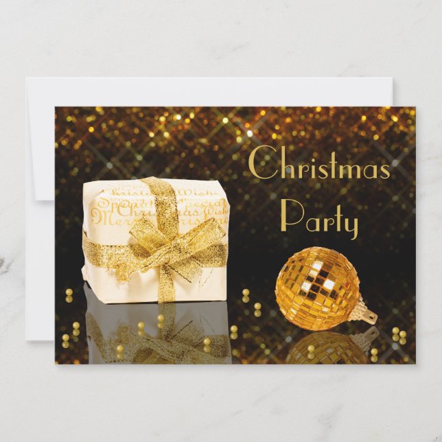 Invitación Navidades de oro chisporroteantes (Anverso)