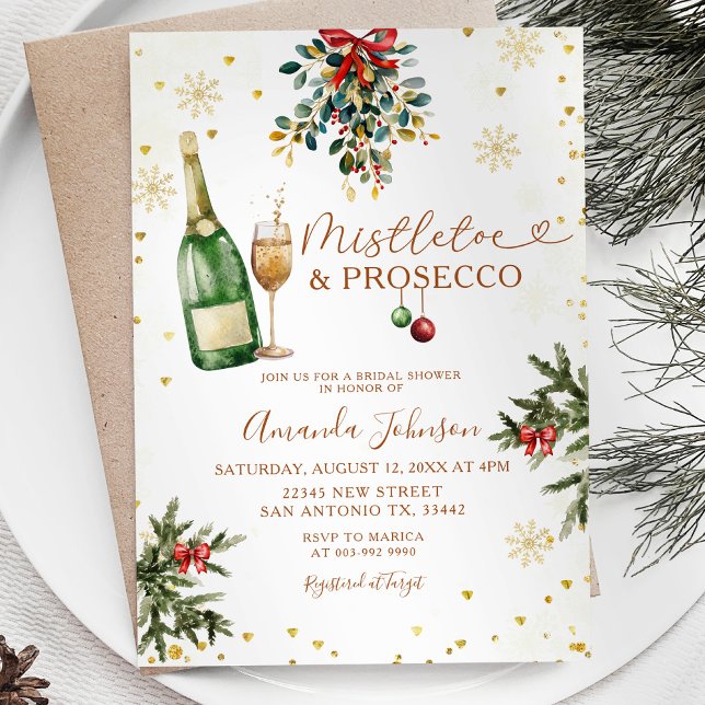 Invitación Navidades de oro de Mistletoe y Prosecco Ducha de  (Subido por el creador)