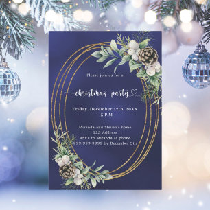 Invitación Navidades de oro de pino azul Fiesta