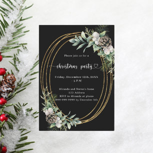 Invitación Navidades de oro de pino negro Fiesta