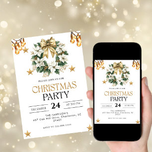 Invitación navidades de oro Fiesta de cena