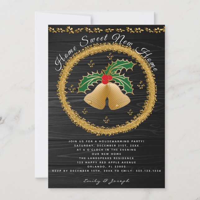 Invitación Navidades de oro Jingle Bell Wraith por el calenta (Anverso)