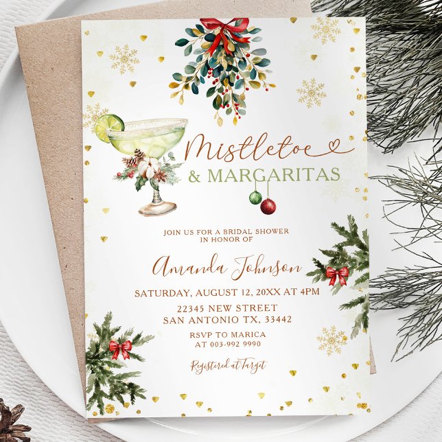 Invitación Navidades de oro Mistletoe y Margarita Ducha de no (Subido por el creador)