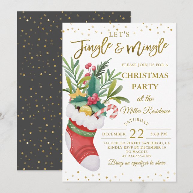 Invitación Navidades de oro negro rivalizan en ripias y ripia (Anverso / Reverso)