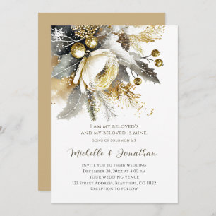 Invitación Navidades de oro plateado Biblia de invierno contr