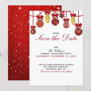 Invitación Navidades de ORO ROJO Fiesta guardar la fecha