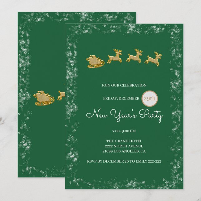 Invitación Navidades De Oro Santa Y Renos (Anverso / Reverso)