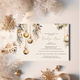 Invitación Navidades de oro y blanco festivo ducha de novias