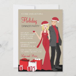 Invitación Navidades de parejas rubias de fiesta navideña