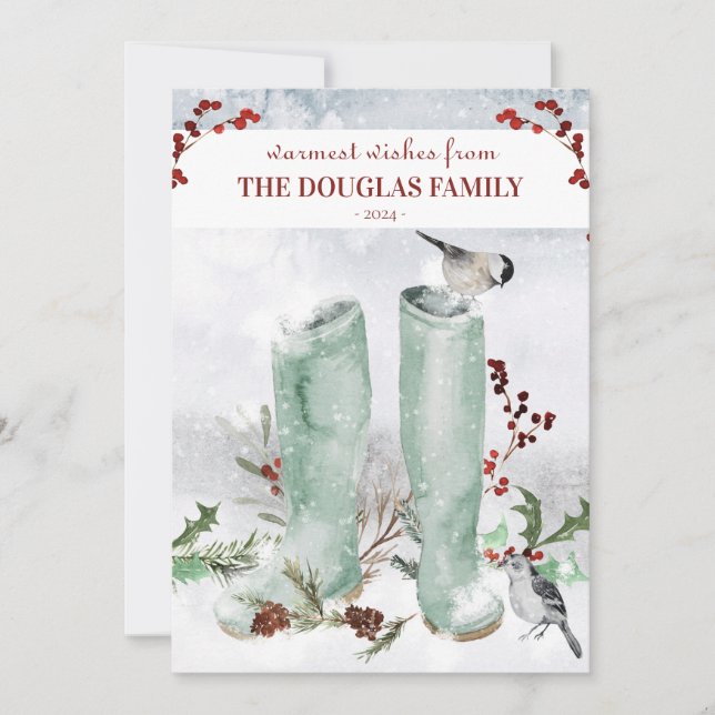 Invitación Navidades de Partridge Chickadee Winter Scene (Anverso)