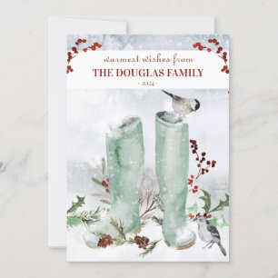 Invitación Navidades de Partridge Chickadee Winter Scene