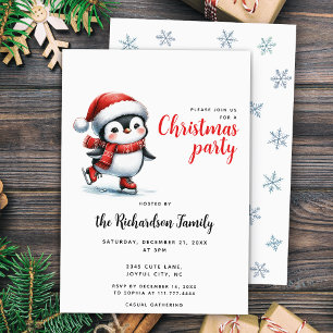 Invitación Navidades de patinaje sobre hielo pingüino en Navi