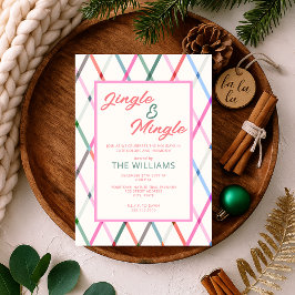 Invitación Navidades de patrones de cuadros de Jingle Mingle 