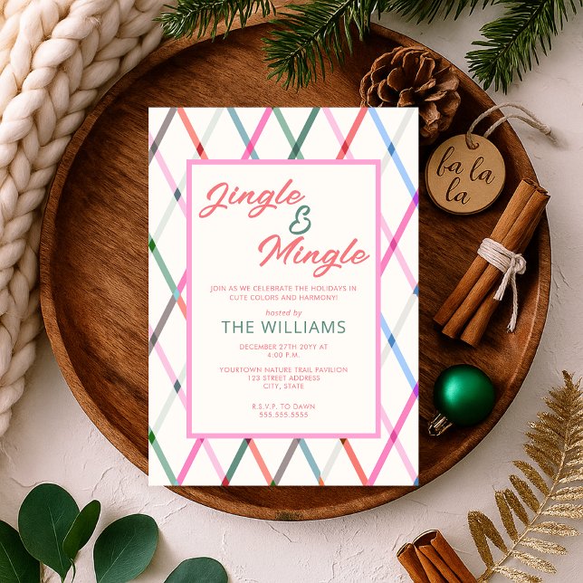 Invitación Navidades de patrones de cuadros de Jingle Mingle  (Subido por el creador)