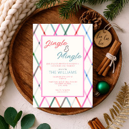 Invitación Navidades de patrones de cuadros de Jingle Mingle 