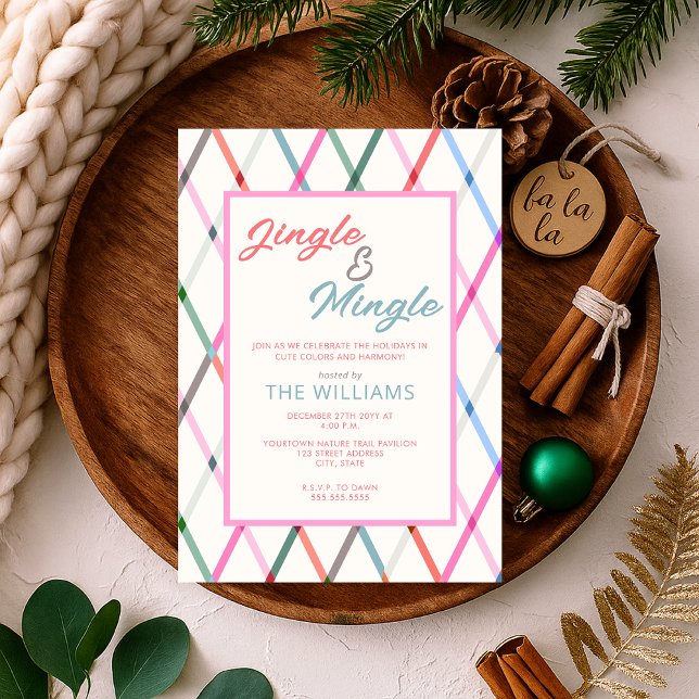 Invitación Navidades de patrones de cuadros de Jingle Mingle  (Subido por el creador)