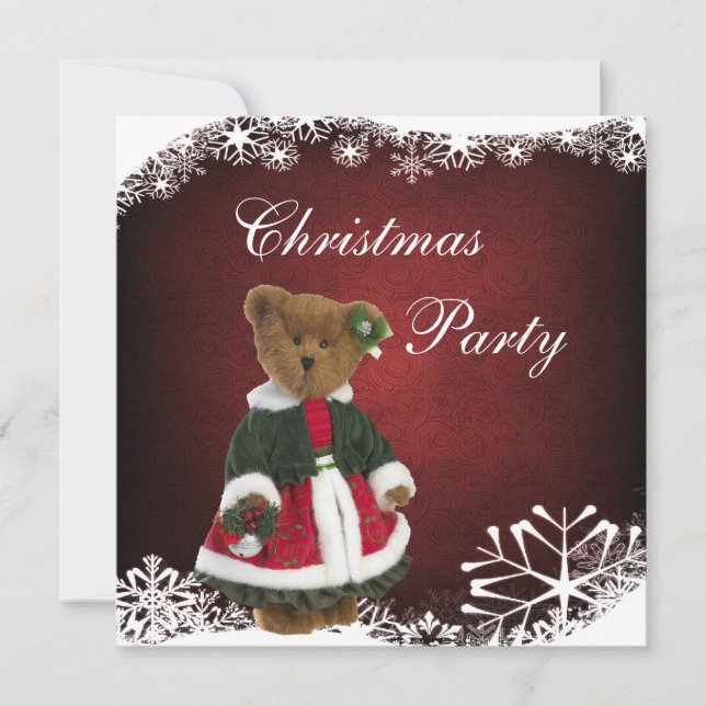 Invitación Navidades de peluche festivo Fiesta (Anverso)