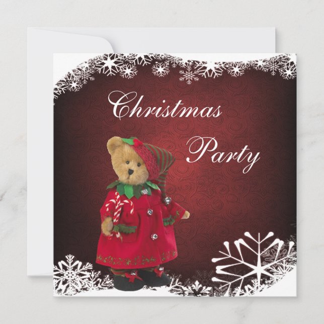 Invitación Navidades de peluche festivo Fiesta (Anverso)